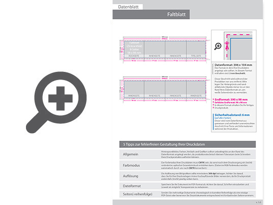 Product Bild hochglanz-uv-lack_faltblatt__gefalzt_auf_quadrat_9_8_cm_x_9_8_cm__vertikaler_zickzackfalz__8-seitig